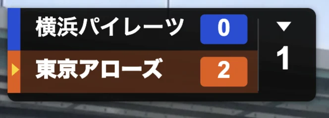NineCutのスコアバー（スタンダード）：チーム名・スコア・イニング